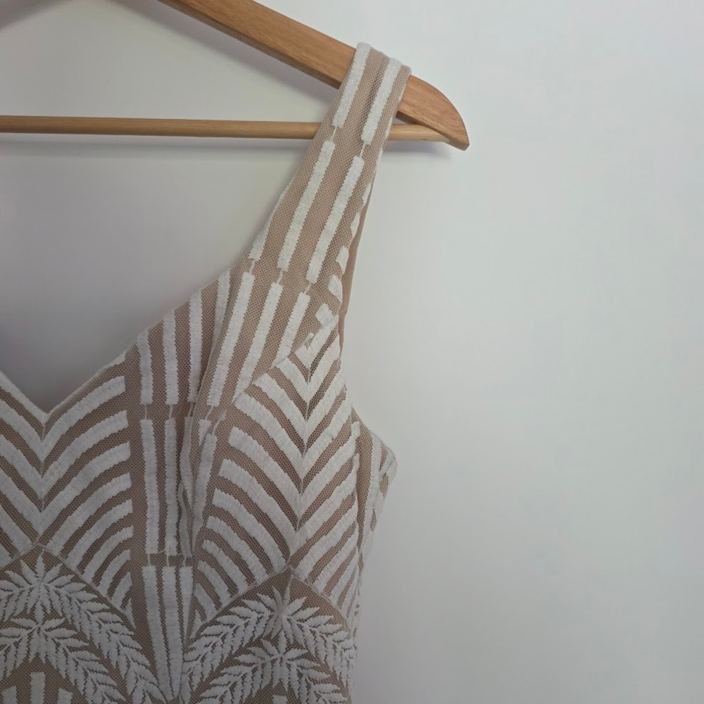 Hello Molly White Lace Overlay Bodycon Mini Dress V Neck Sleeveless Size S US 4 - Picture 14 of 16